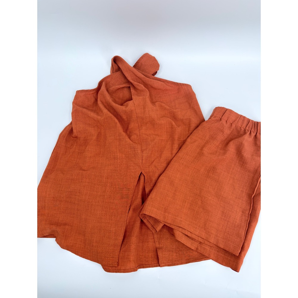 SHEIN Two Piece Set Halter Top Shorts Modern Womens Large Rust Orange 28150682